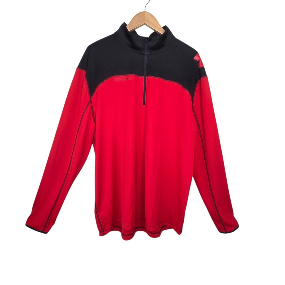 Under Armour Mens Combine Red Black 1/4 Zip Pullover Jacket SZ XL HeatGear